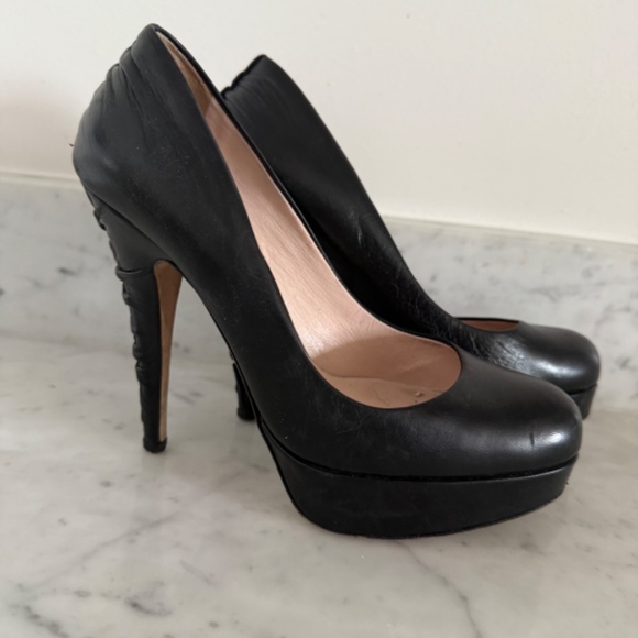 Miu Miu black calf leather corset platform pump - Picture 1 of 5
